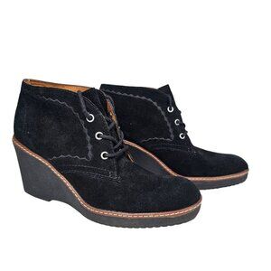 Naturalizer Kaitlyn Black Suede Lace Up Wedge Ankle N5 Comfort Womens 8 Narrow